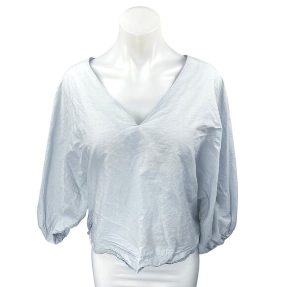 Modern Citizen Women's Light Blue Long Balloon Sleeve V-Neck Blouse Top Size 1X - Picture 1 of 4